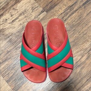 Gucci Red and Green Crisscross Slides